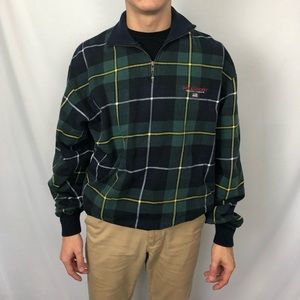 Plaid polo sport half zip pullover